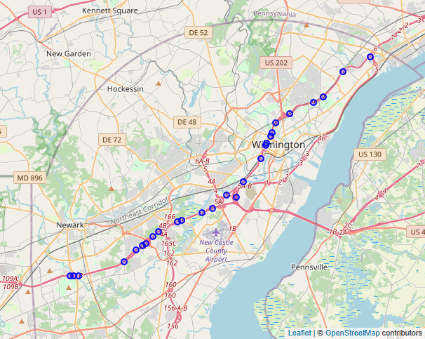 I-95 in Delaware map