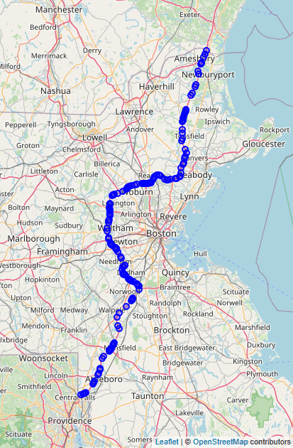 I-95 in Massachusetts map