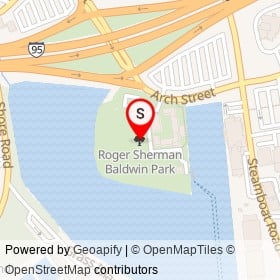 Roger Sherman Baldwin Park on , Greenwich Connecticut - location map