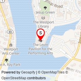The Levitt Pavilion for the Performing Arts on Jesup Road, Westport Connecticut - location map