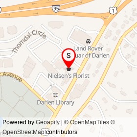 Nielsen's Florist on Post Road, Darien Connecticut - location map