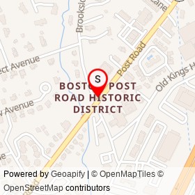 Boston Post Road Historic District on Post Road, Darien Connecticut - location map