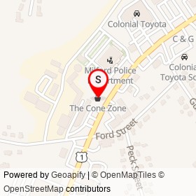 The Cone Zone on Boston Post Road, Milford Connecticut - location map