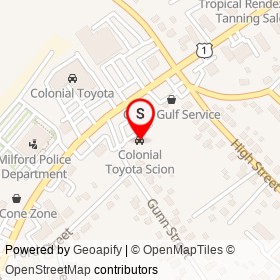 Colonial Toyota Scion on Boston Post Road, Milford Connecticut - location map