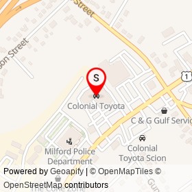 Colonial Toyota on Boston Post Road, Milford Connecticut - location map