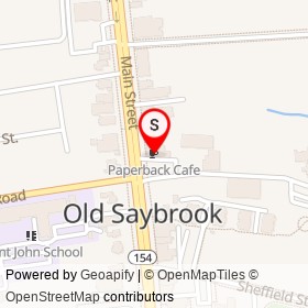 Paperback Cafe on Main Street, Old Saybrook Connecticut - location map