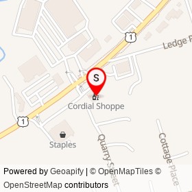Cordial Shoppe on Quarry Street, Old Saybrook Connecticut - location map