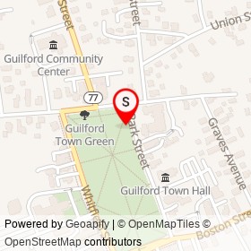 Guilford Volunteer Firefighters' Memorial on Park Street, Guilford Connecticut - location map