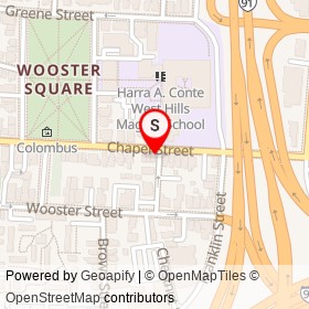 Wooster Square Coffee on Chapel Street, New Haven Connecticut - location map