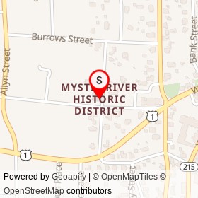 Mystic River Historic District on Elm Street, Mystic Connecticut - location map