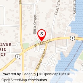 Mystic Pizza on West Main Street, Mystic Connecticut - location map