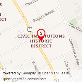 Civic Institutions Historic District on Jefferson Avenue, New London Connecticut - location map