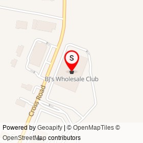 BJ's Wholesale Club on Cross Road, Waterford Connecticut - location map