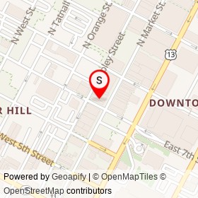 Cavanaugh's Restaurant on North Market Street, Wilmington Delaware - location map