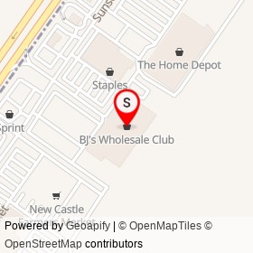 BJ's Wholesale Club on Traders Lane, New Castle Delaware - location map
