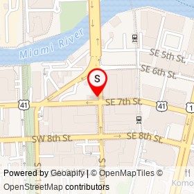 River Oyster bar on South Miami Avenue, Miami Florida - location map