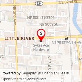 Sykes Ace Hardware on Northeast 79th Street, Miami Florida - location map