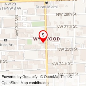Wynwood Walls on Northwest 2nd Avenue, Miami Florida - location map
