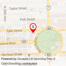 Papa John's on Tyler Street, Hollywood Florida - location map