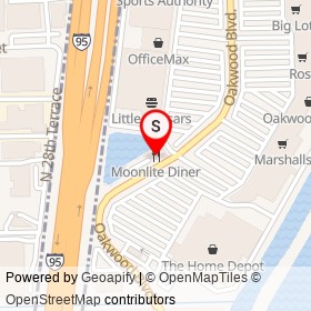 Moonlite Diner on Oakwood Boulevard, Hollywood Florida - location map