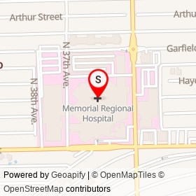 Memorial Regional Hospital on Johnson Street, Hollywood Florida - location map