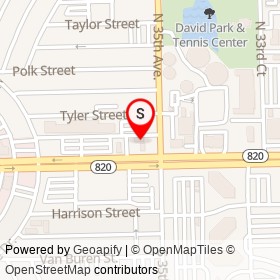 Chevron on Hollywood Boulevard, Hollywood Florida - location map