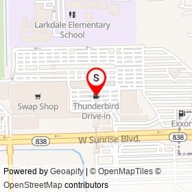 Thunderbird Drive-in on West Sunrise Boulevard, Fort Lauderdale Florida - location map