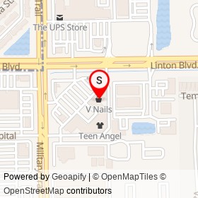 V Nails on Linton Boulevard, Delray Beach Florida - location map