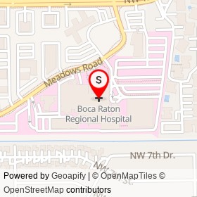 Boca Raton Regional Hospital on Meadows Road, Boca Raton Florida - location map