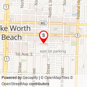 Metal folded airplane on Lake Ave Walk, Lake Worth Beach Florida - location map