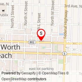 Red Royal Telephone box on Lucerne Ave Walk, Lake Worth Beach Florida - location map