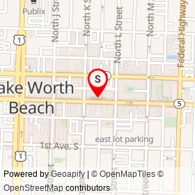 The Pelican Restaurant on Lake Avenue, Lake Worth Beach Florida - location map