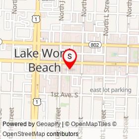 Callaro's Steak House on Lake Avenue, Lake Worth Beach Florida - location map