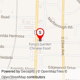 Fong's Garden Chinese Food on Greenwood Drive, West Palm Beach Florida - location map