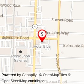 Hotel Biba on Belvedere Road, West Palm Beach Florida - location map