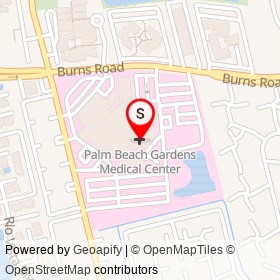 Palm Beach Gardens Medical Center on Burns Road, North Palm Beach Florida - location map