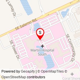 Martin Hospital South on Southeast Salerno Road, Stuart Florida - location map
