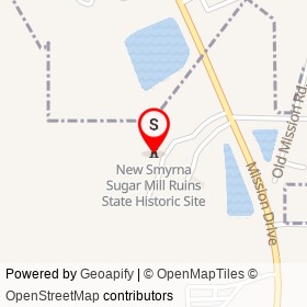 New Smyrna Sugar Mill Ruins State Historic Site on Mission Drive, New Smyrna Beach Florida - location map