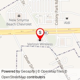 Verizon Wireless on South Timberlane Drive, New Smyrna Beach Florida - location map