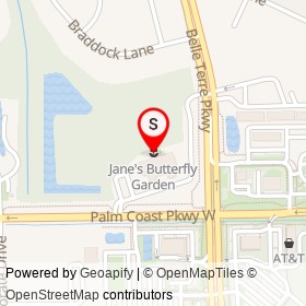 Jane's Butterfly Garden on Belle Terre Parkway, Palm Coast Florida - location map