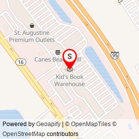 Kid's Book Warehouse on FL 16, Saint Augustine Florida - location map
