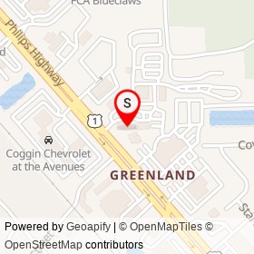 Coggin Collision at the Avenues on Philips Highway, Jacksonville Florida - location map