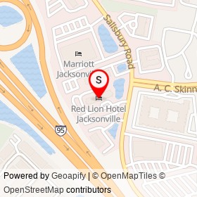 Red Lion Hotel Jacksonville on Salisbury Road, Jacksonville Florida - location map