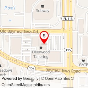 Deerwood Diner on Old Baymeadows Road, Jacksonville Florida - location map