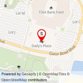 Daily's Place on Gator Bowl Boulevard, Jacksonville Florida - location map