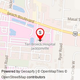 Ten Broeck Hospital Jacksonville on Beach Boulevard, Jacksonville Florida - location map
