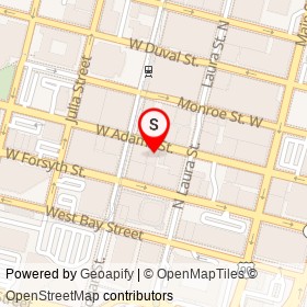 Zodiac Bar & Grill on West Adams Street, Jacksonville Florida - location map