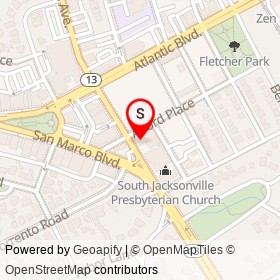Mathew's Restaurant on Alford Place, Jacksonville Florida - location map