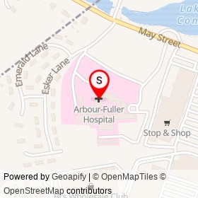 Arbour-Fuller Hospital on May Street, North Attleborough Massachusetts - location map