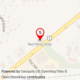 Red Wing Diner on Boston Providence Highway, Walpole Massachusetts - location map